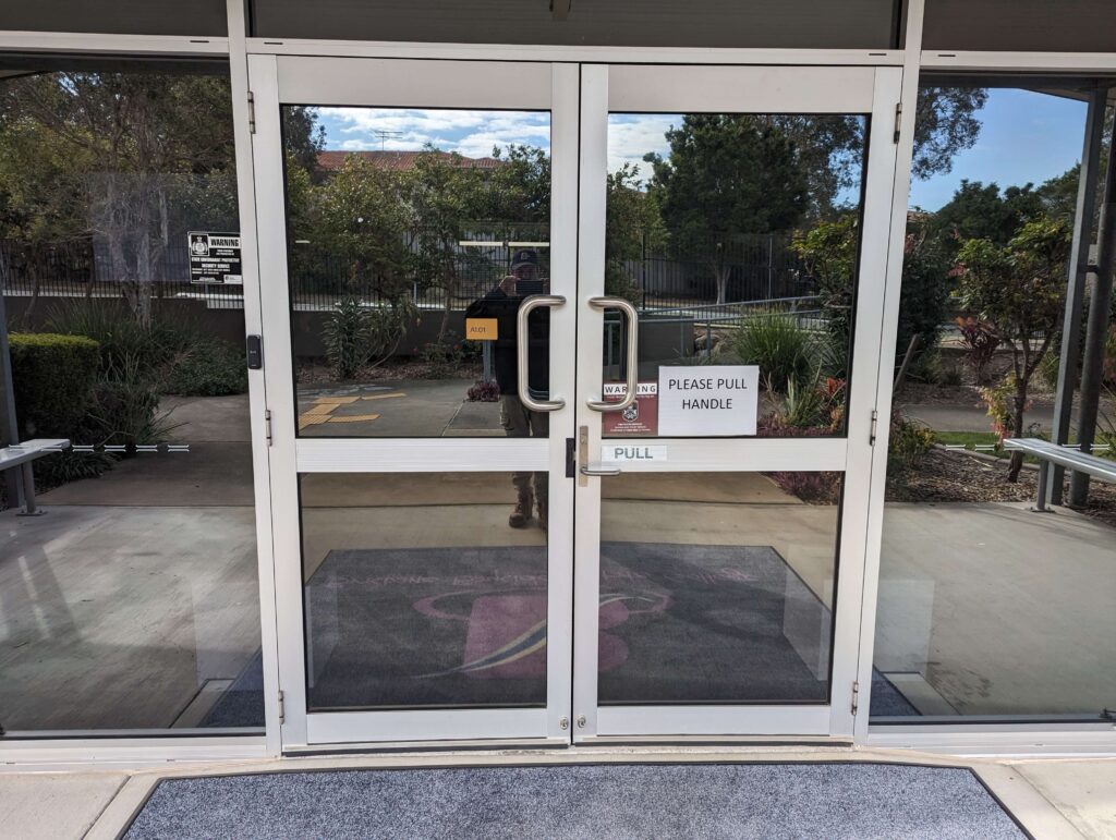 Brisbane Bayside State College entry door with new Salto wireless access control upgrade